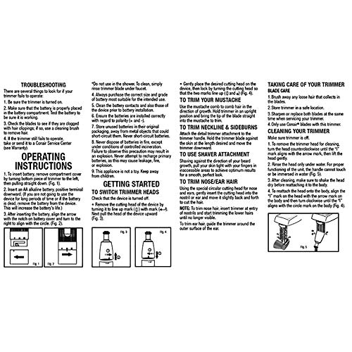 ConairMan Nose Hair Trimmer for Men, For Nose, Ear, and Eyebrows, Patent 360 Bevel Blade for No Pull, No Snag Trimming Experience, Cordless Trimmer 2 piece Set with Detail and Shaver Attachments