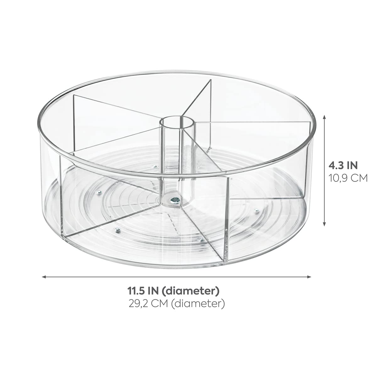 iDesign Recycled Plastic Lazy Susan Turntable Organizer Pantry, Bathroom, General Storage and More, The Linus Collection, 11.5", Clear