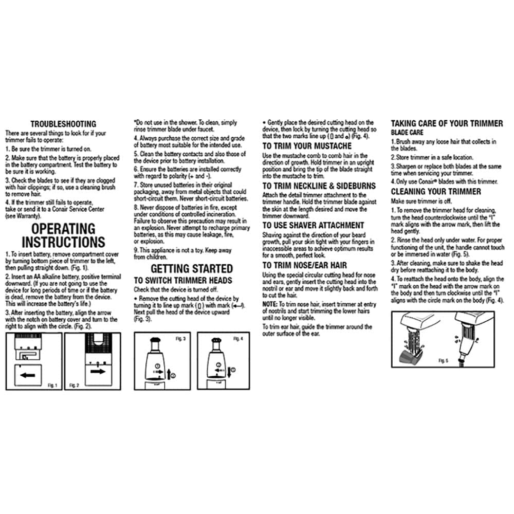 ConairMan Nose Hair Trimmer for Men, For Nose, Ear, and Eyebrows, Patent 360 Bevel Blade for No Pull, No Snag Trimming Experience, Cordless Trimmer 2 piece Set with Detail and Shaver Attachments