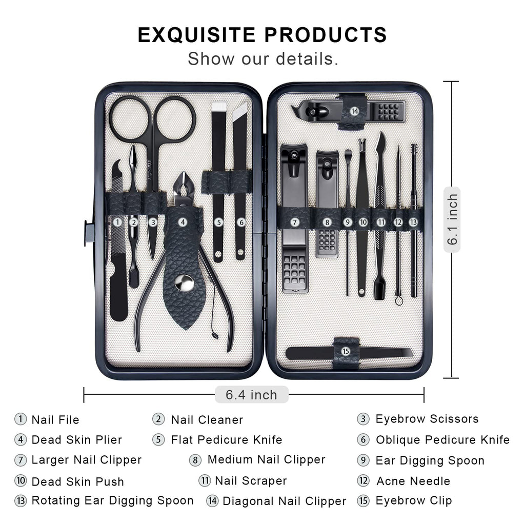 FIXBODY Nail Clippers for Men, Nail Grooming Kit, Manicure Kit Gift for Men, Nail Clippers Set for Women, Fingernail Clippers and Toenail Clippers