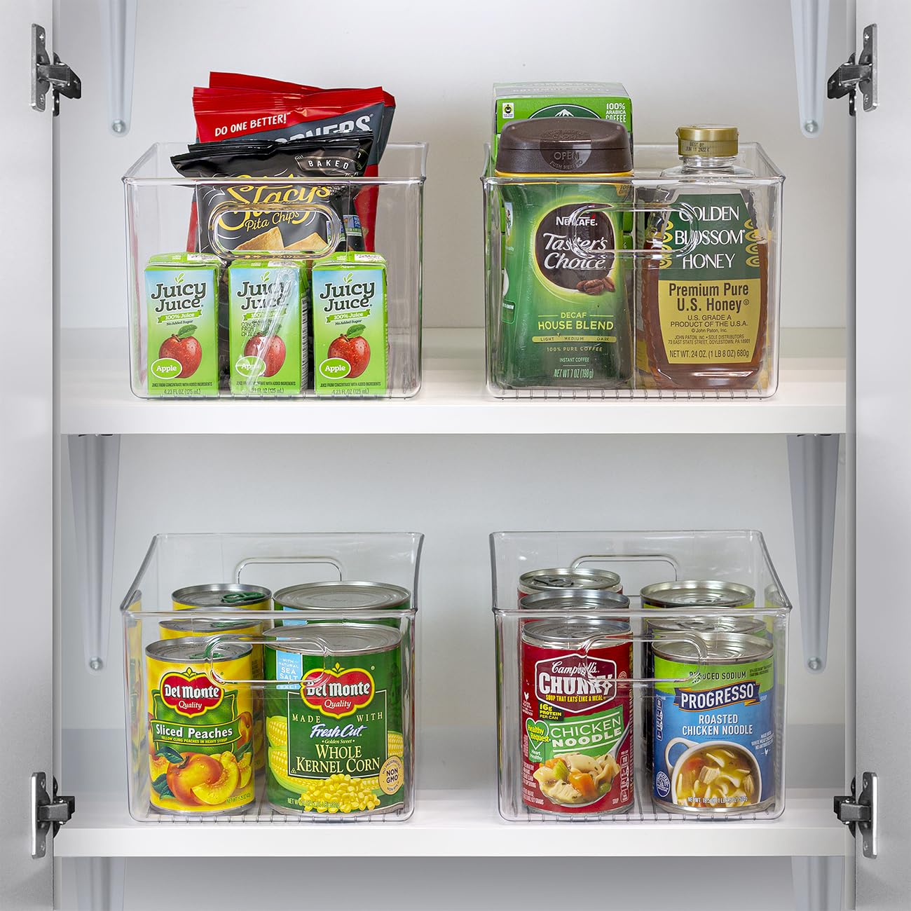 Sorbus Large Clear Plastic Storage Bins for Shelves, Clothes, with Handle - Clear Storage Bins, Drawer, Shelf, Closet, Pantry, Fridge, Freezer Organizer Bins, Closet Organizers and Storage (4 pack)