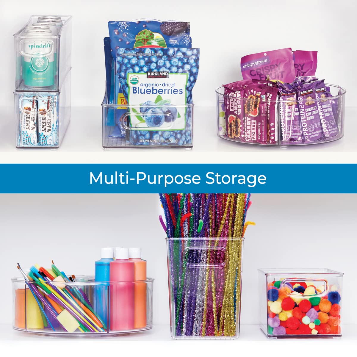 iDesign Recycled Plastic Lazy Susan Turntable Organizer Pantry, Bathroom, General Storage and More, The Linus Collection, 11.5", Clear