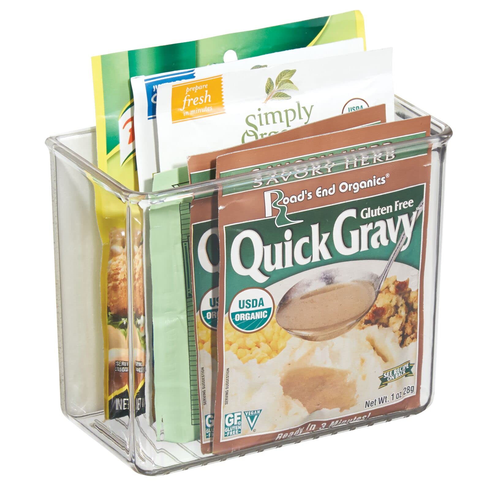 mDesign Plastic Adhesive Mount Storage Organizer Container for Kitchen or Pantry Wall Organization - Space Saving Holder for Sandwich Bags, Foil - 6" Wide - Poppon Collection - 2 Pack - Clear