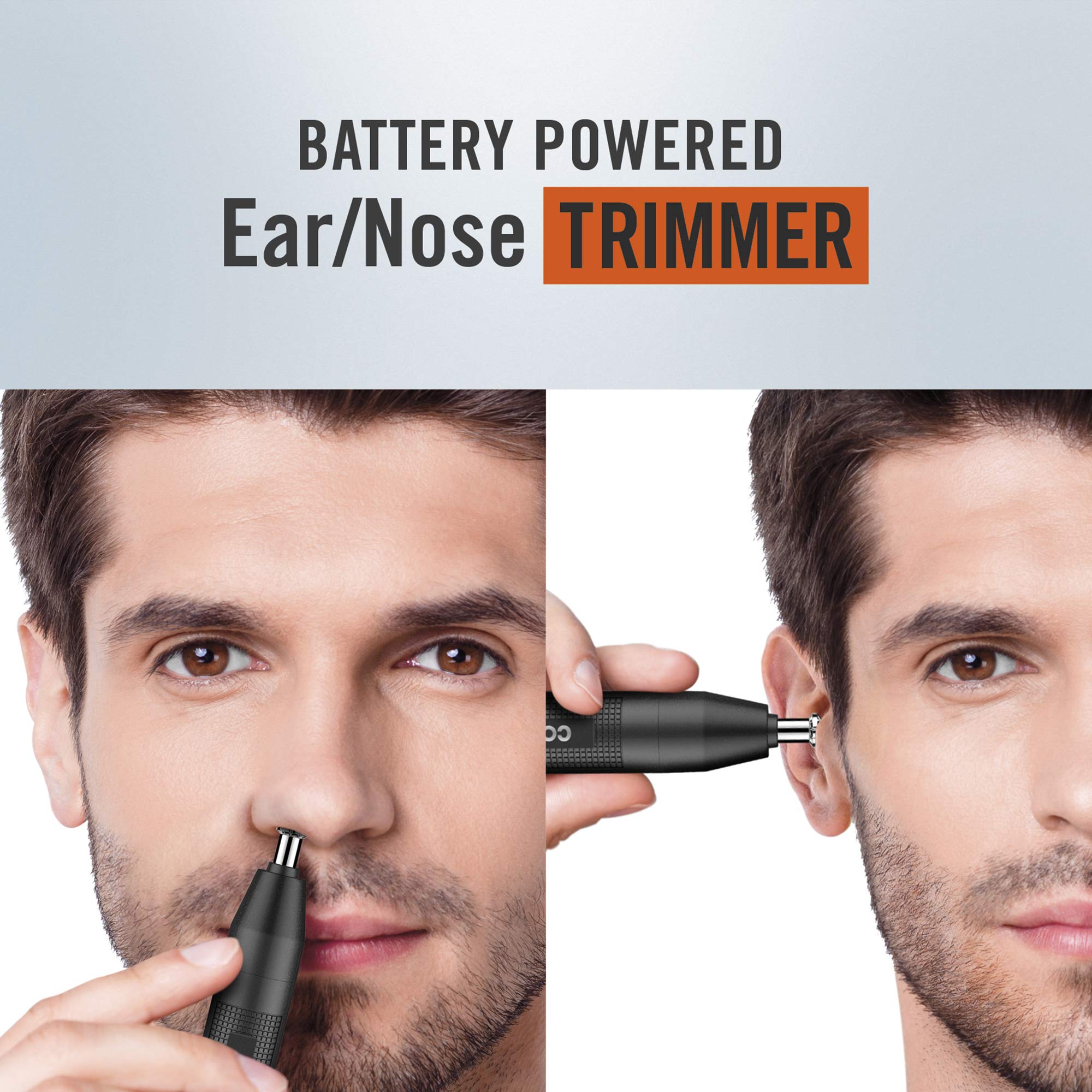 ConairMan Nose Hair Trimmer for Men, For Nose, Ear, and Eyebrows, Patent 360 Bevel Blade for No Pull, No Snag Trimming Experience, Cordless Trimmer 2 piece Set with Detail and Shaver Attachments