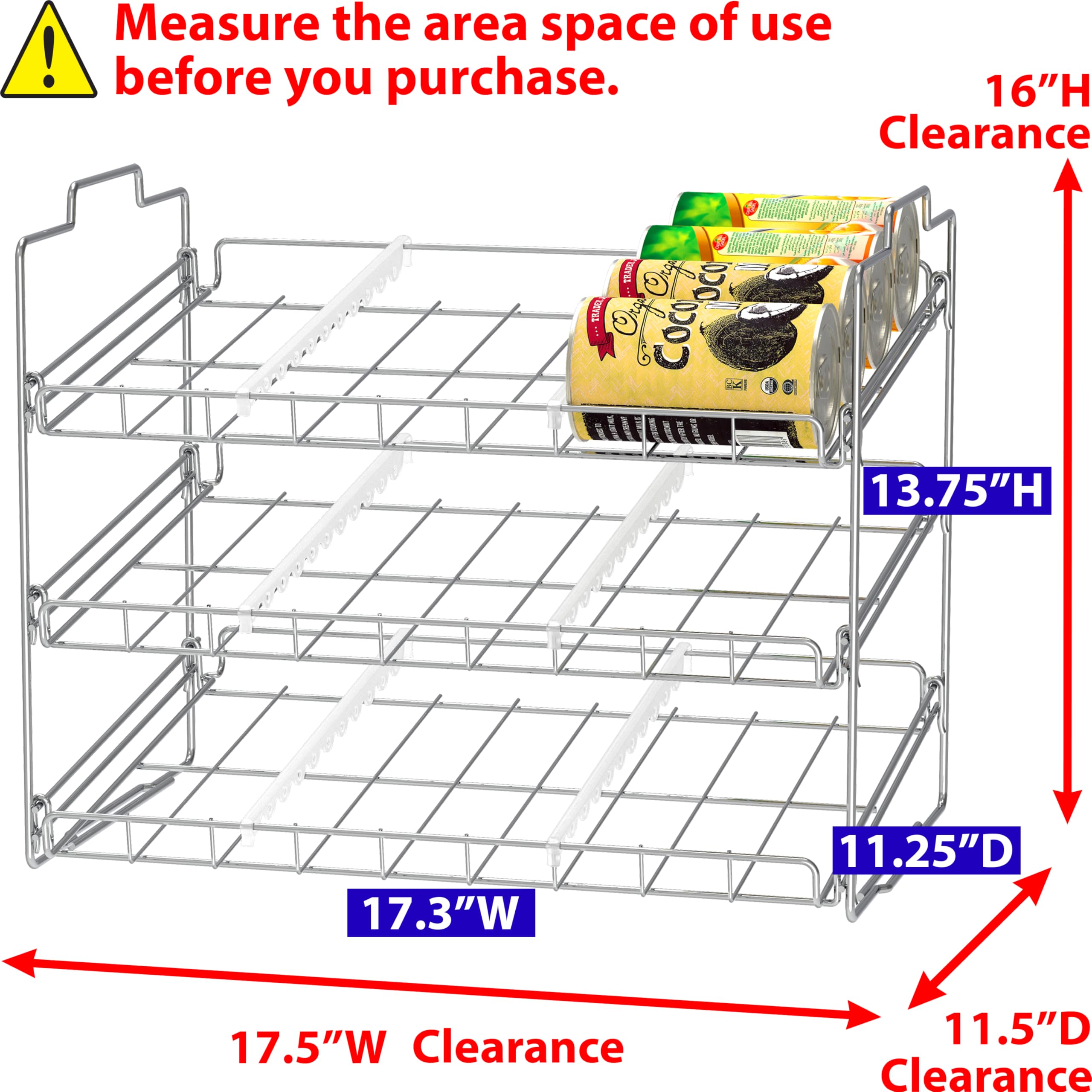 Deco Brothers Stackable Can Rack Organizer for Kitchen and Pantry, Holds Upto 36 Cans, Chrome Finish