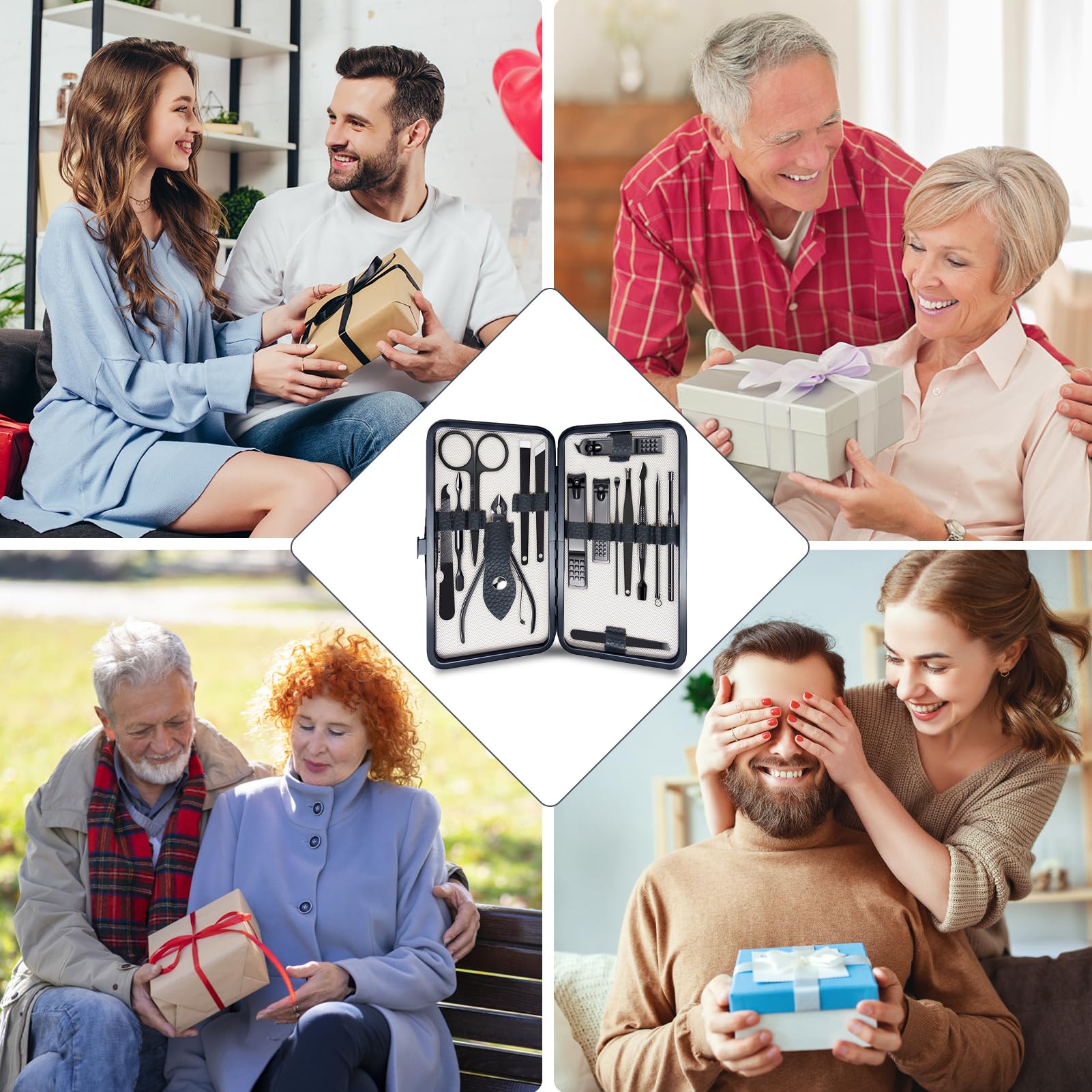 FIXBODY Nail Clippers for Men, Nail Grooming Kit, Manicure Kit Gift for Men, Nail Clippers Set for Women, Fingernail Clippers and Toenail Clippers