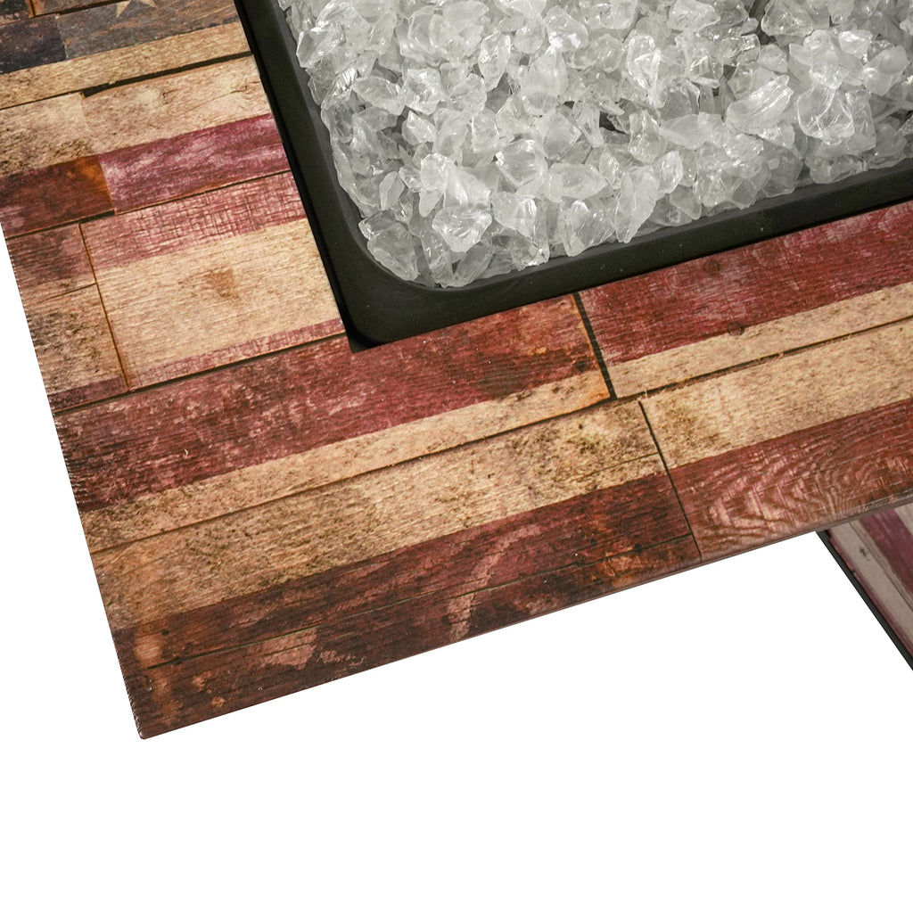 Endless Summer, The Liberty, Square 30" Outdoor Propane Fire Pit, Includes White Fire Glass, Protective Cover, and Patented Hide-Away Door